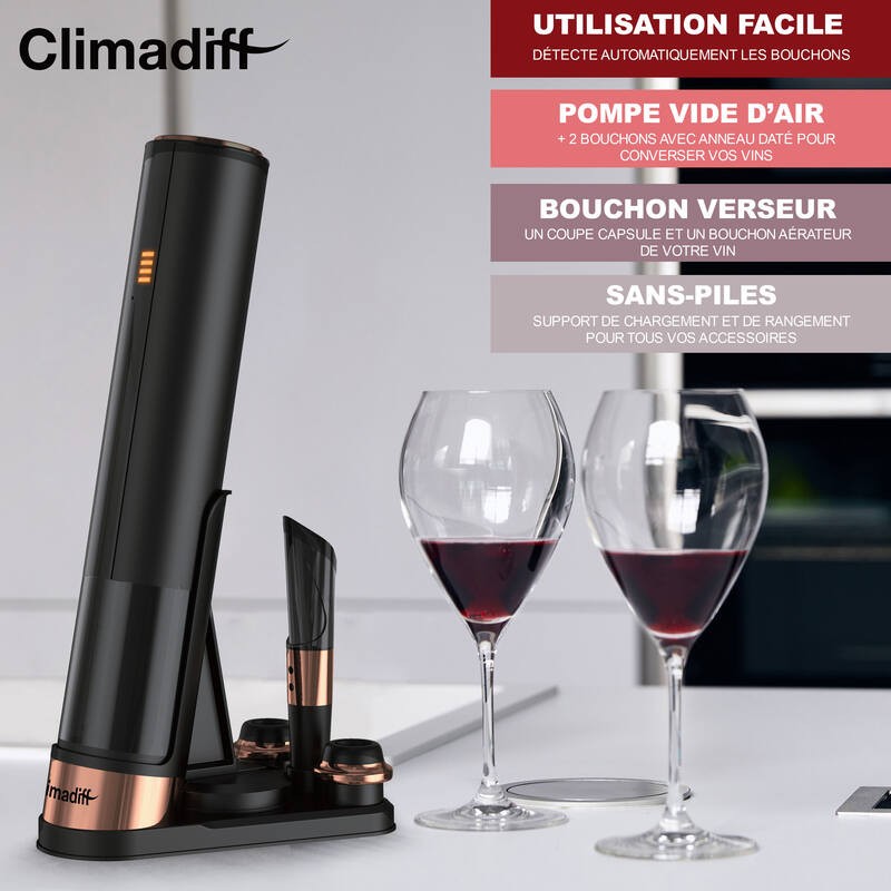 Cavatappi elettronico ricaricabile 4 in 1 TBEVOLUTION - Climadiff
